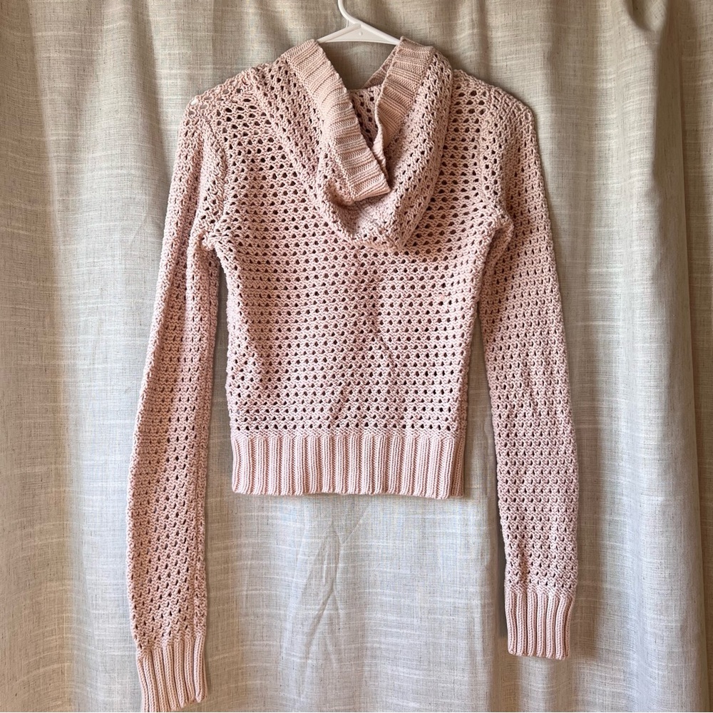 Abercrombie and Fitch | Loose knit baby pink wooden button sweater Women Medium - Picture 5 of 7